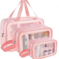 3 Pcs Pink Wash Bag
