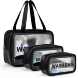 3 Pcs Black Wash Bag