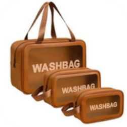 3 Pcs Brown Wash Bag